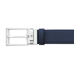 Black/blue 35 mm reversible leather belt