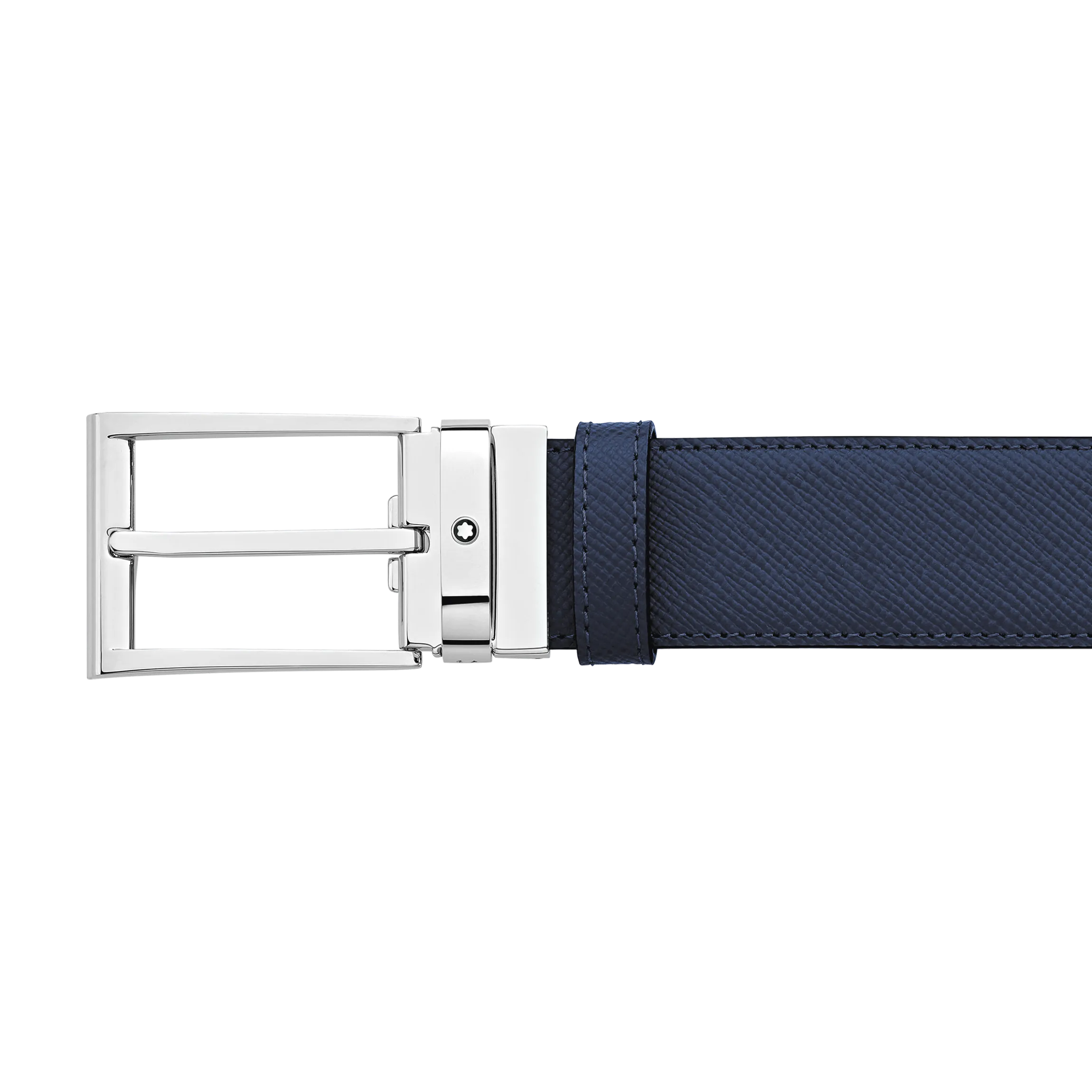 Black/blue 35 mm reversible leather belt