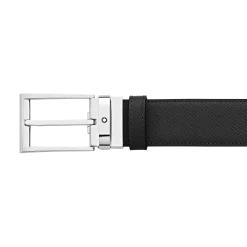 Black/blue 35 mm reversible leather belt