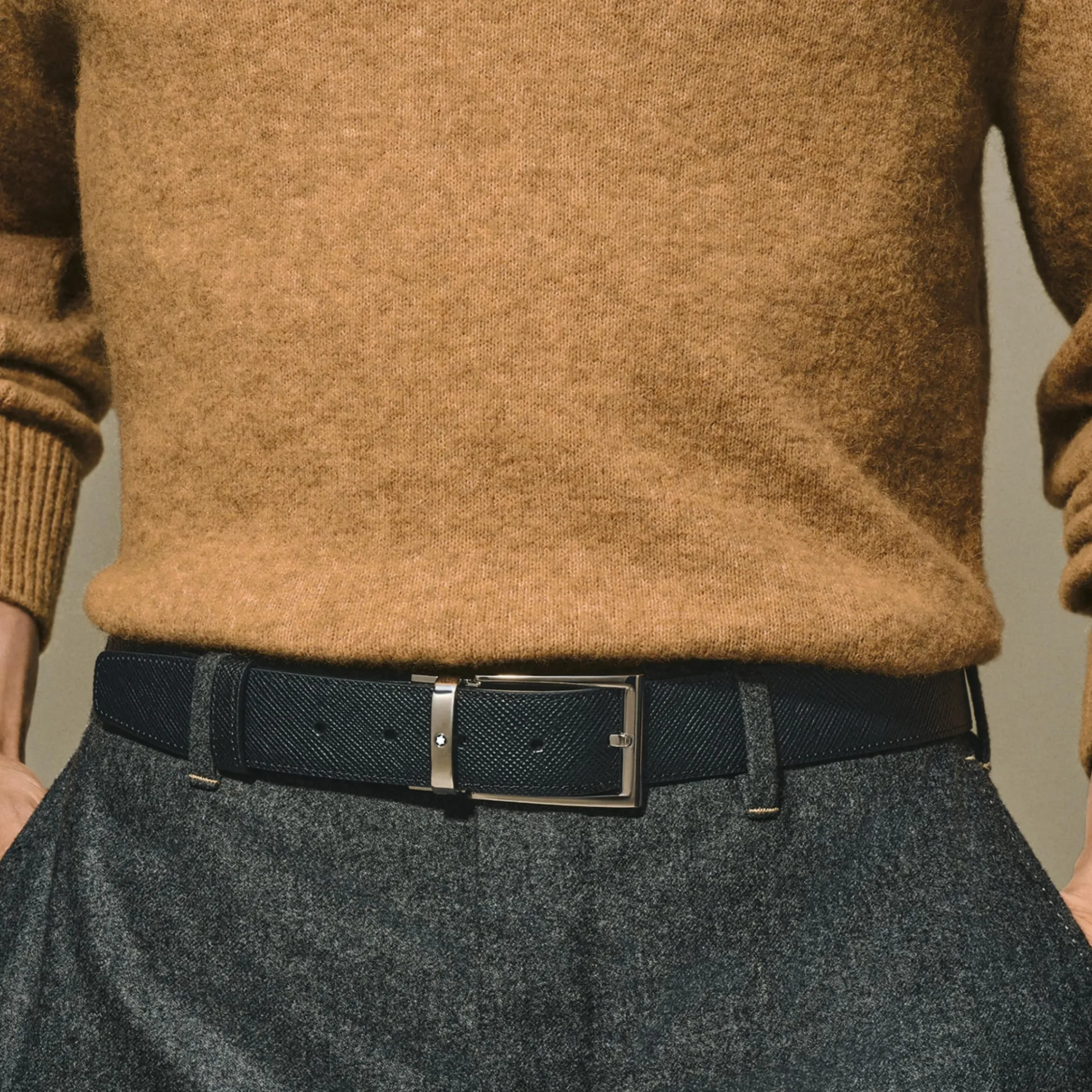 Black/brown 35 mm reversible leather belt