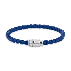 Bracelet Steel 3 rings closing and Blue leather