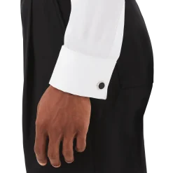 Cufflinks, round in stainless steel with carbon-patterned inlay