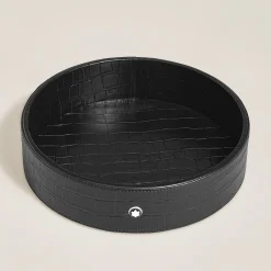 Desk Tray Large, Croco-Embossed Leather, Black