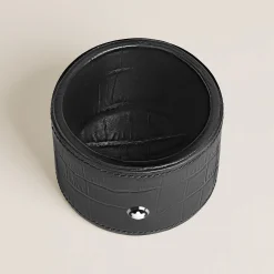 Desk Tray Medium, Croco-Embossed Leather, Black