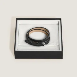 Horseshoe Buckle Adjustable Bracelet in Grain Leather