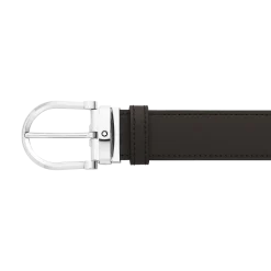 Horseshoe buckle black/brown 35 mm reversible leather belt