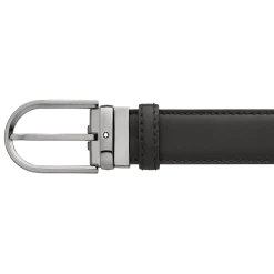 Horseshoe buckle black 35 mm leather belt
