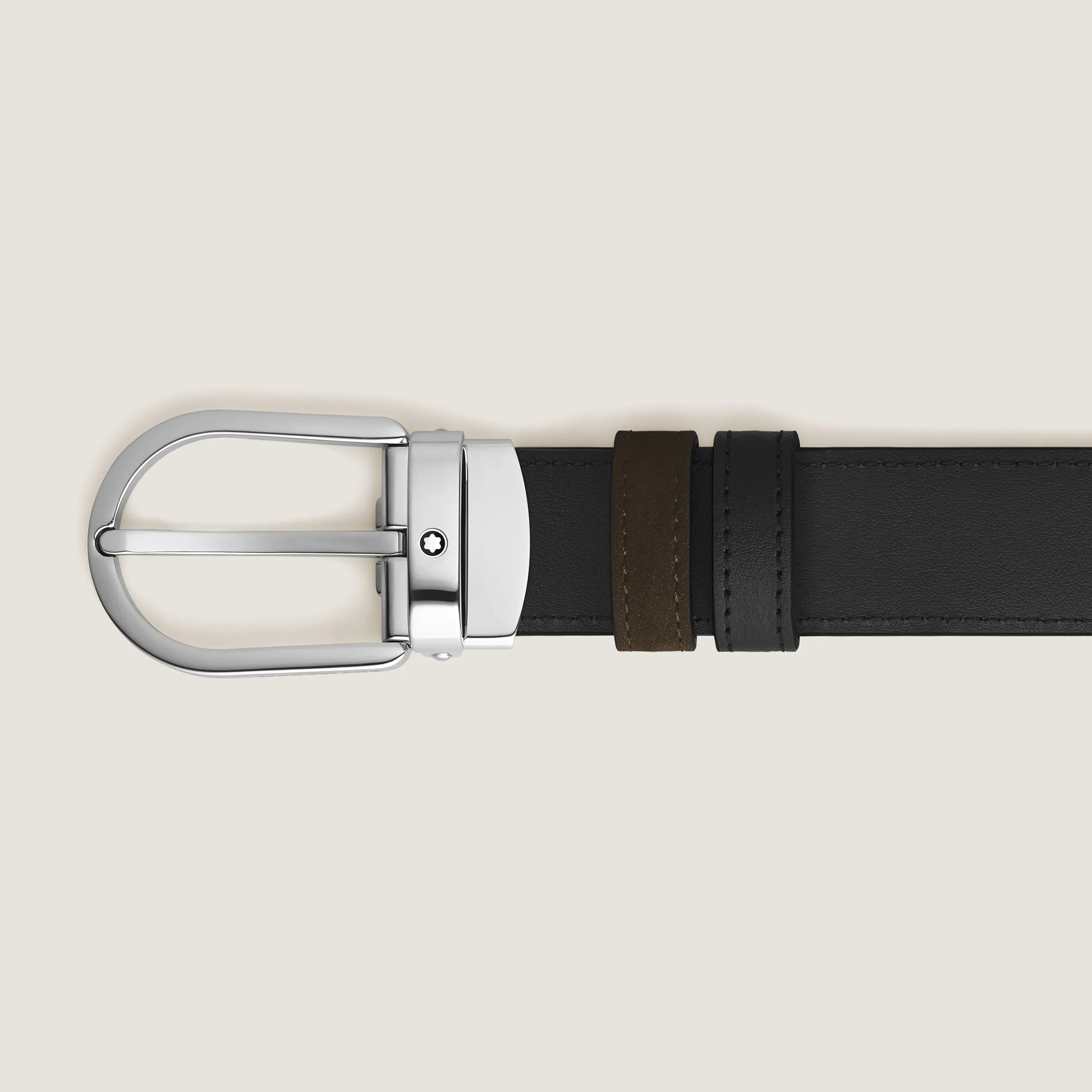 Horseshoe buckle brown/black 30mm reversible leather belt