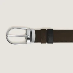 Horseshoe buckle brown/black 30mm reversible leather belt