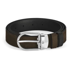 Horseshoe buckle brown/black 30mm reversible leather belt