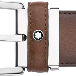 Horseshoe buckle brown 35 mm leather belt