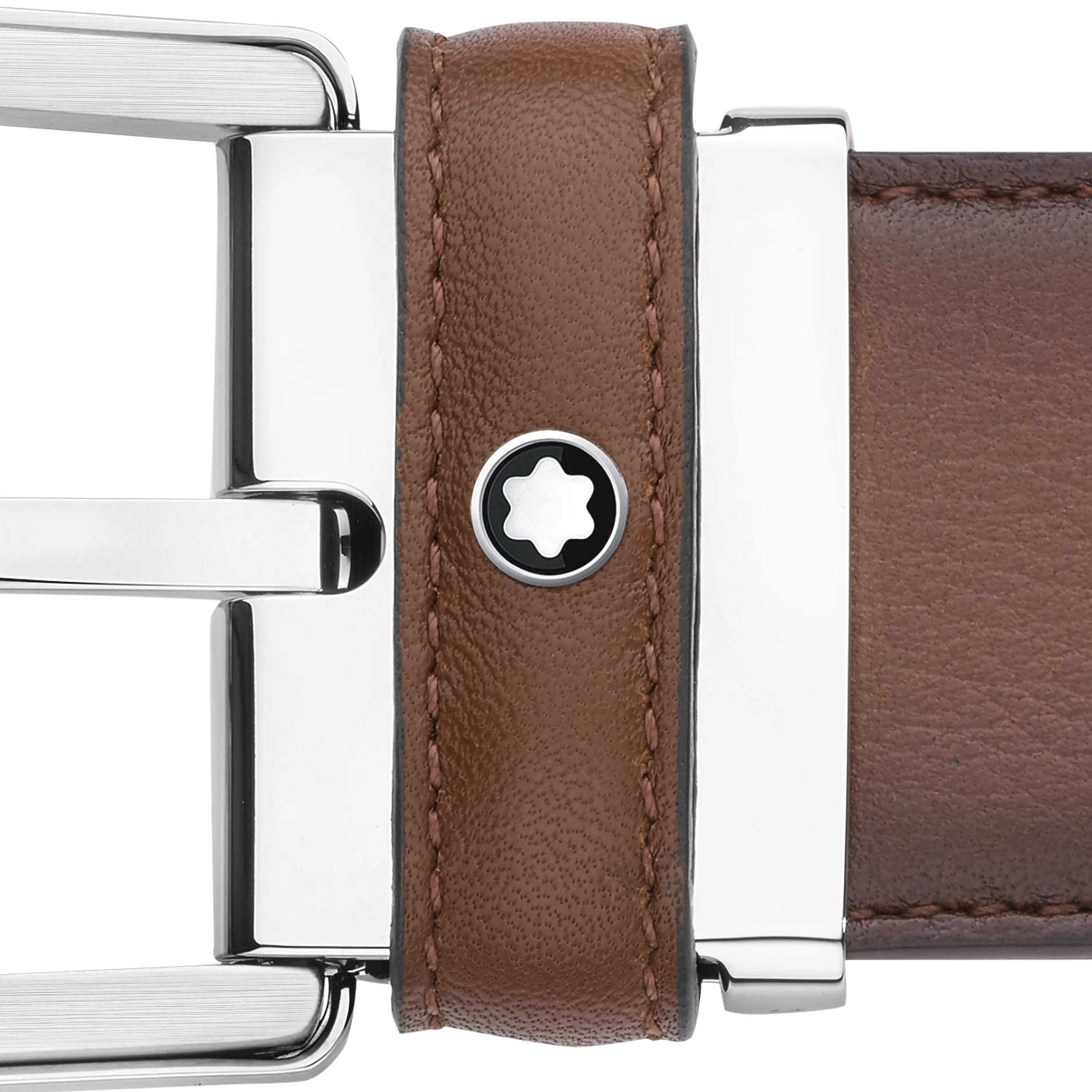 Horseshoe buckle brown 35 mm leather belt