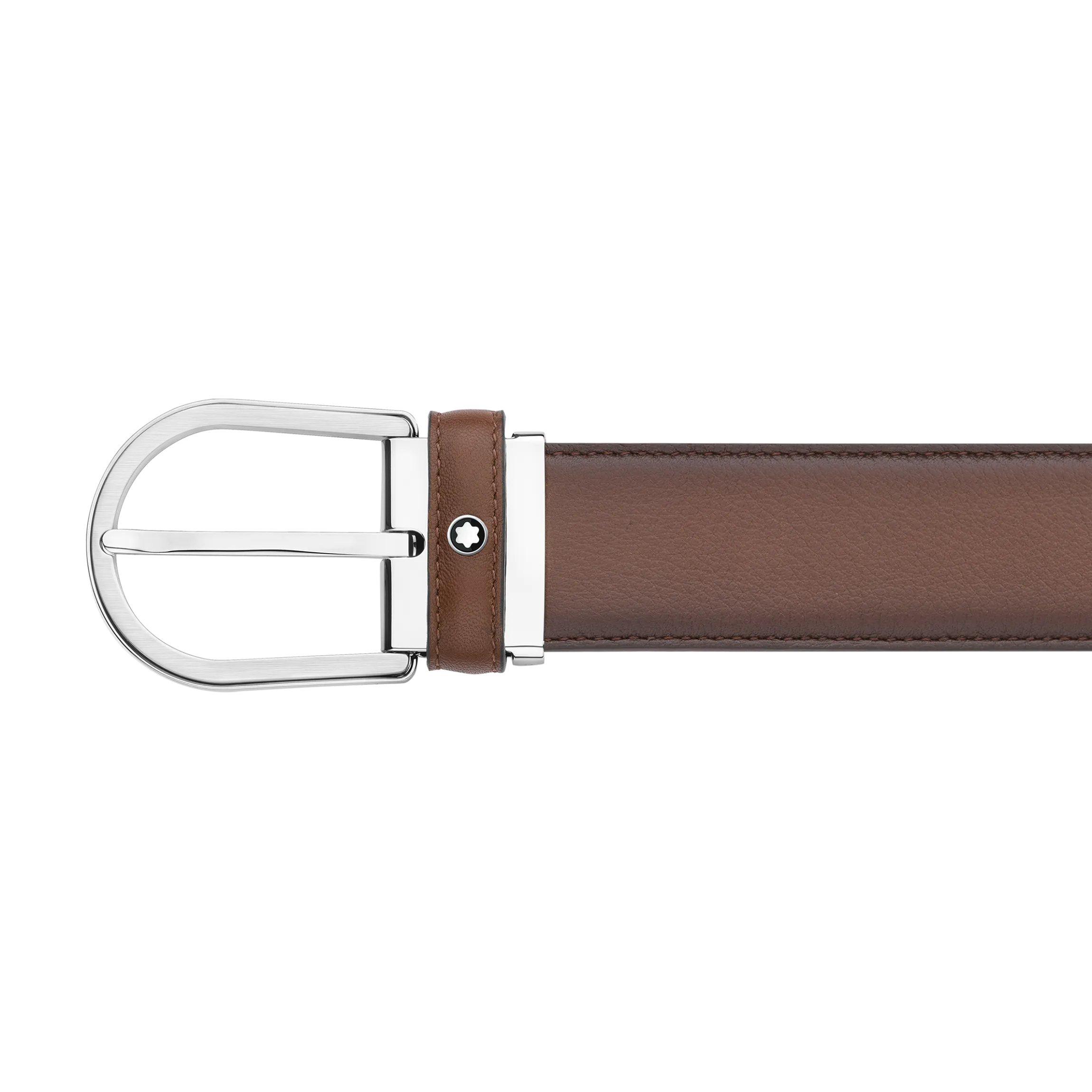 Horseshoe buckle brown 35 mm leather belt