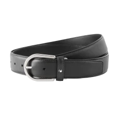 Horseshoe buckle gray 35 mm leather belt
