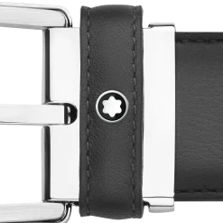 Horseshoe buckle gray 35 mm leather belt