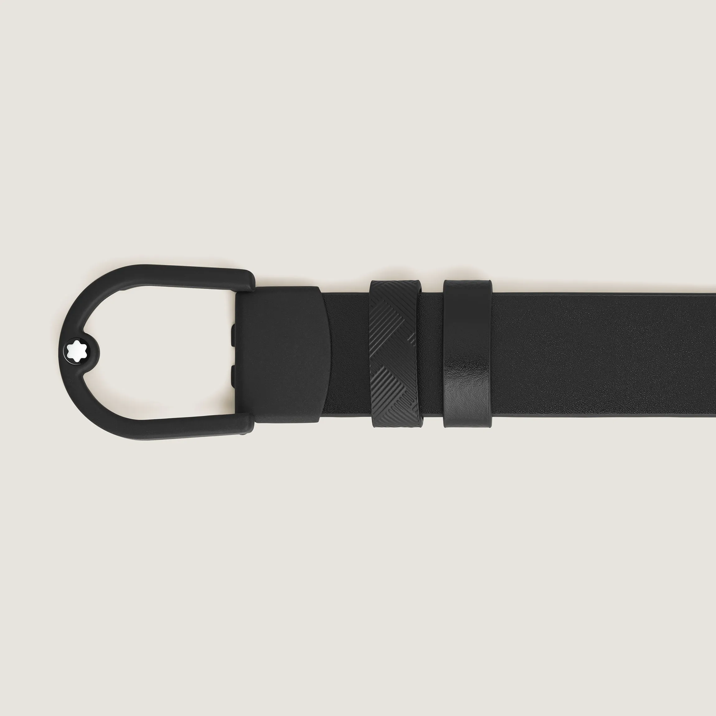 Horseshoe light buckle black/black 30mm reversible leather belt