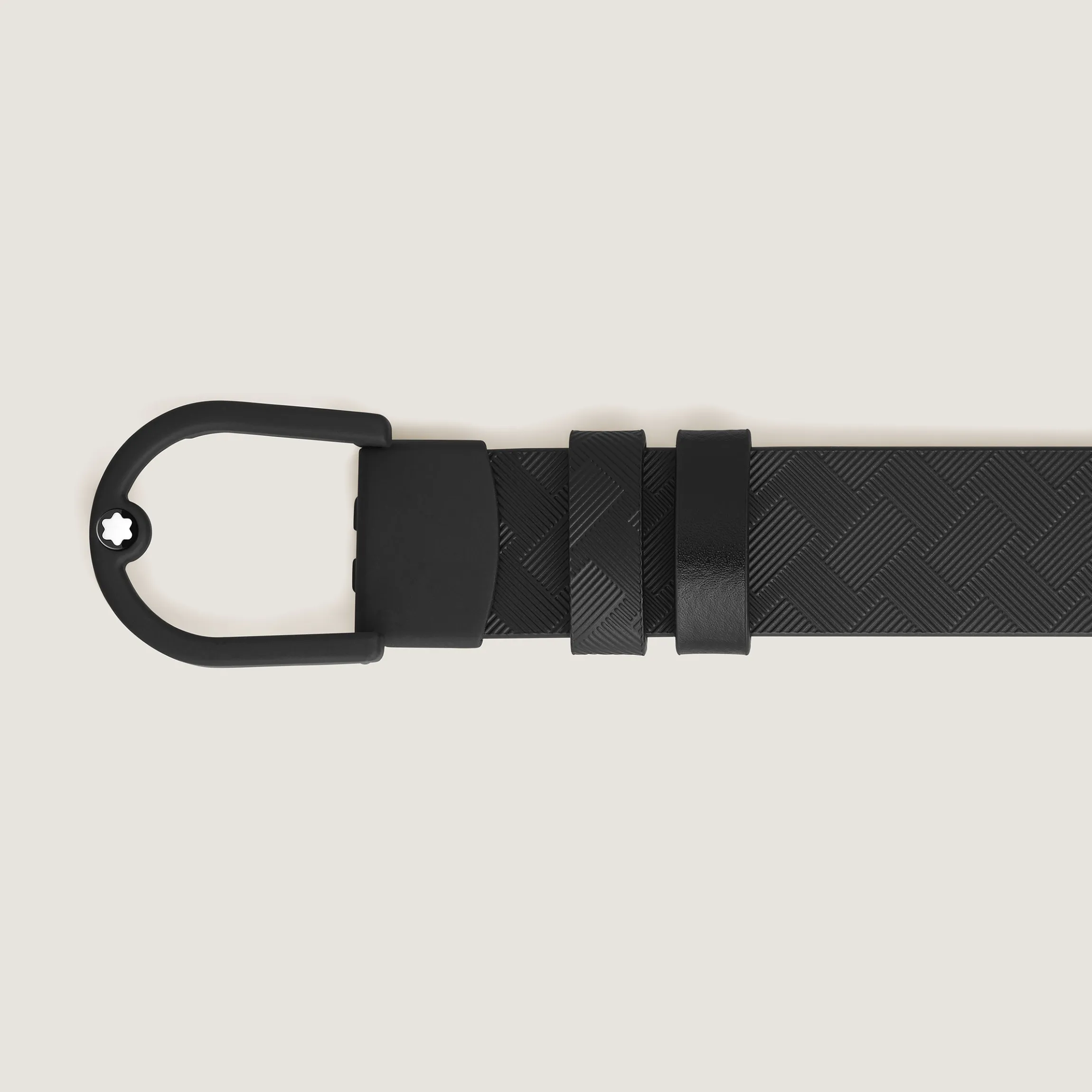 Horseshoe light buckle black/black 30mm reversible leather belt