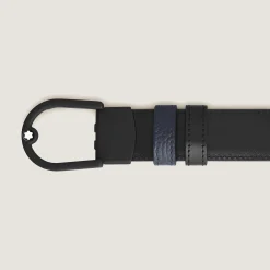 Horseshoe light buckle midnight blue/black 30mm reversible leather belt
