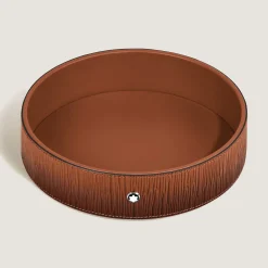 Large Round Desk Tray in Corteccia Sfumato Leather