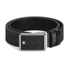Marquetry plate buckle black/black 30mm reversible leather belt
