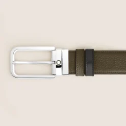 35 mm Reversible Belt in Grain Leather with Rectangular Buckle