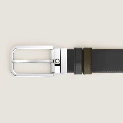 35 mm Reversible Belt in Grain Leather with Rectangular Buckle