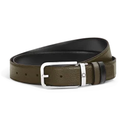 35 mm Reversible Belt in Grain Leather with Rectangular Buckle