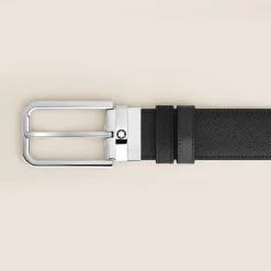 35 mm Reversible Belt in Sartorial Leather with Rectangular Buckle