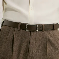 30 mm Reversible Belt in Sartorial Leather with Rectangular Buckle