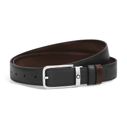 30 mm Reversible Belt in Sartorial Leather with Rectangular Buckle