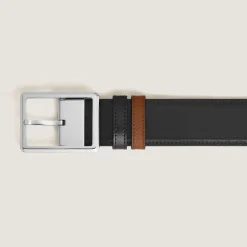 35 mm Reversible Belt in Sartorial Leather with Rectangular Buckle