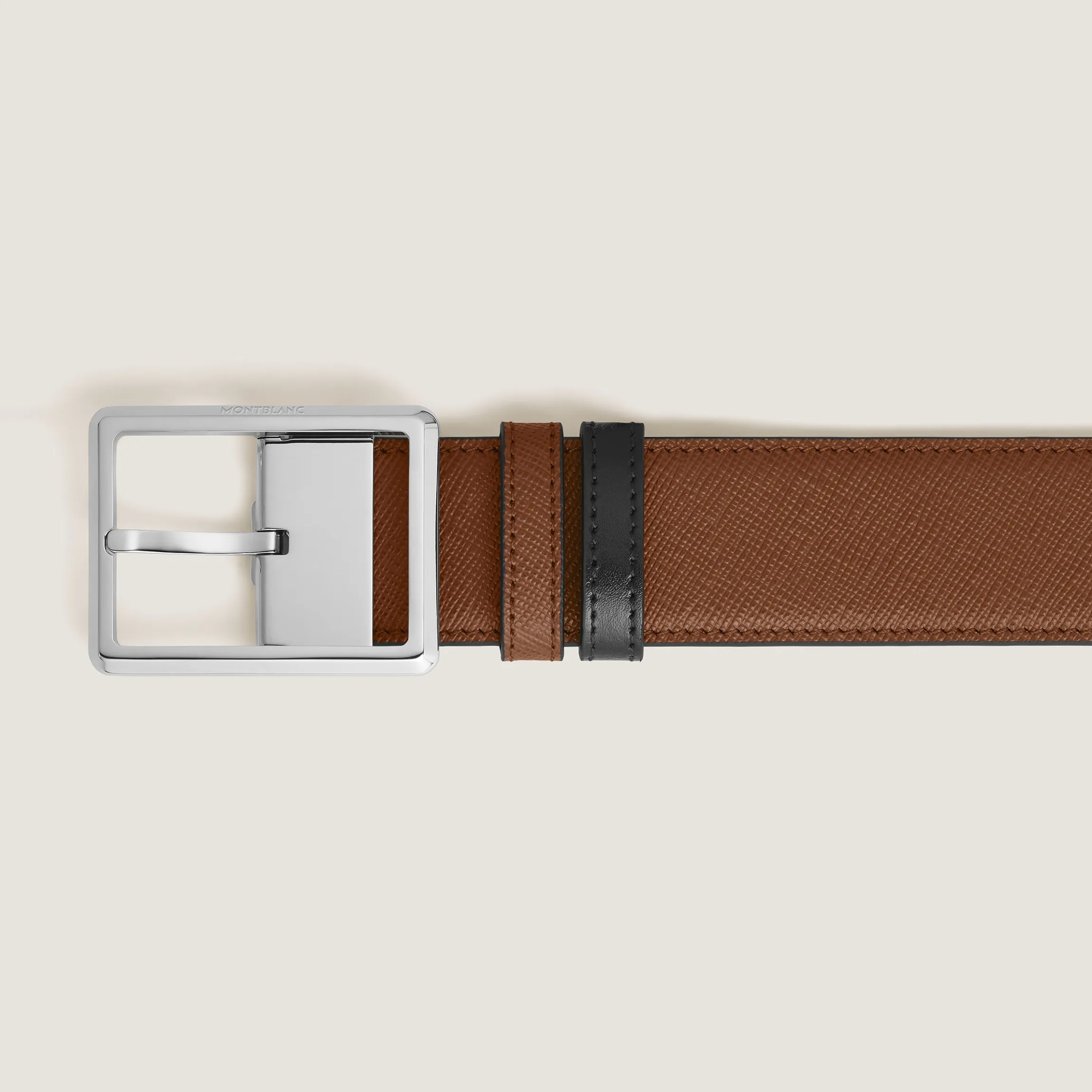 35 mm Reversible Belt in Sartorial Leather with Rectangular Buckle