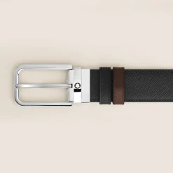 35 mm Reversible Belt in Sartorial Leather with Rectangular Buckle