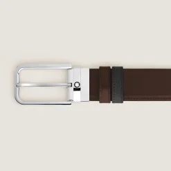 35 mm Reversible Belt in Sartorial Leather with Rectangular Buckle