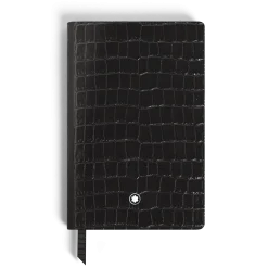 Notebook Small, Croco-Embossed Leather, Black - Lined Pages