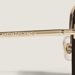 Oval Sunglasses with Gold Coloured Metal Frame