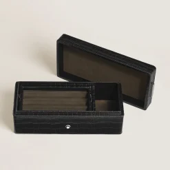 Pen Box, Croco-Embossed Leather, Black