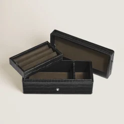 Pen Box, Croco-Embossed Leather, Black