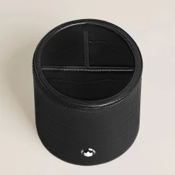 Pen holder, Croco-Embossed Leather, Black