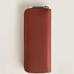 2 Pen Pouch with zip in Sartorial Leather