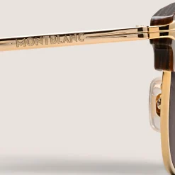 Rectangular Sunglasses Gold Coloured Metal Frame