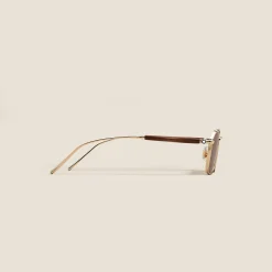 Rectangular Sunglasses with Gold Col Metal Frame