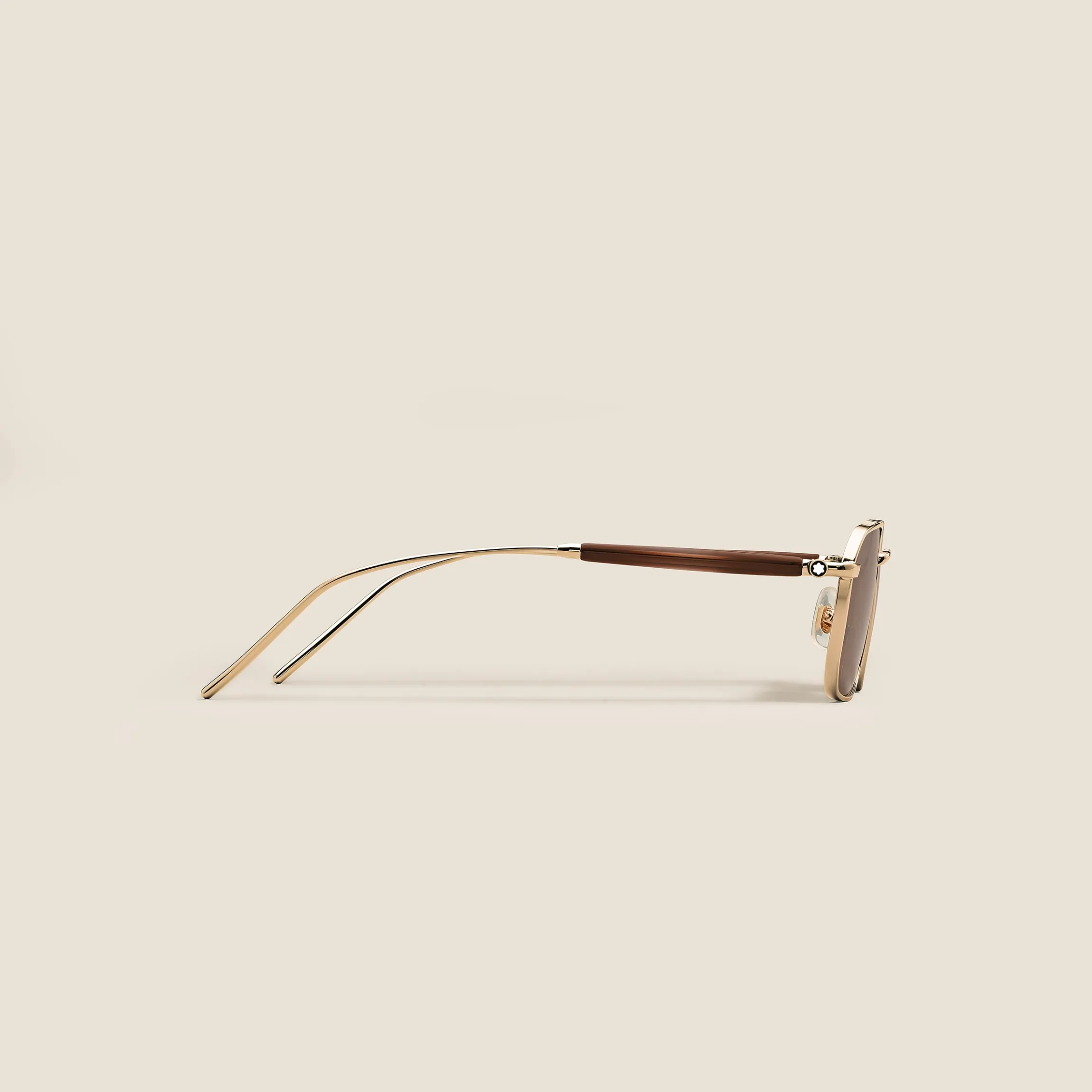 Rectangular Sunglasses with Gold Col Metal Frame