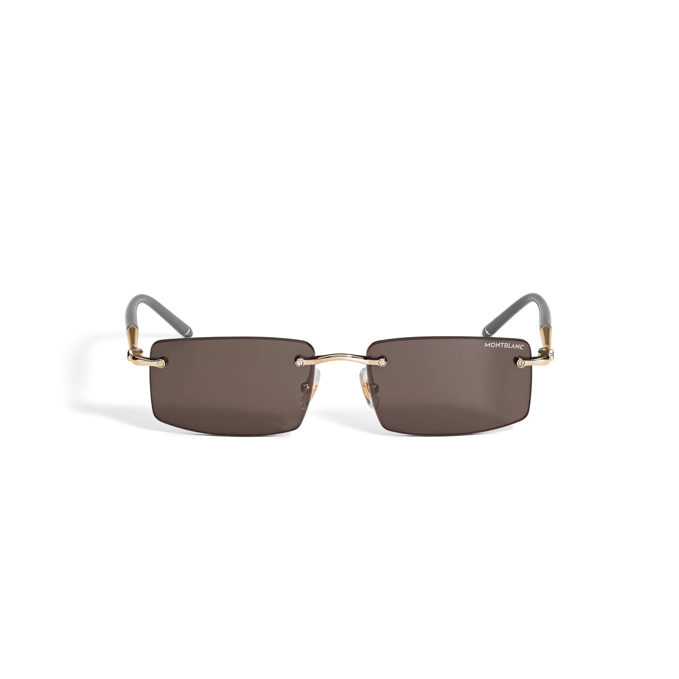 Rectangular Sunglasses with Gold Col Metal Frame