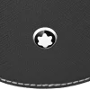 Round desk tray in black leather (Medium)