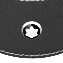 Round desk tray in black leather (Small)
