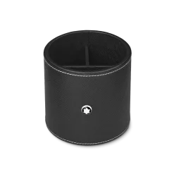 Round pen holder in black leather