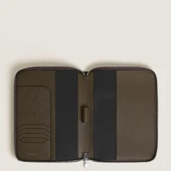 Small Notebook Holder with zip in Sartorial Leather