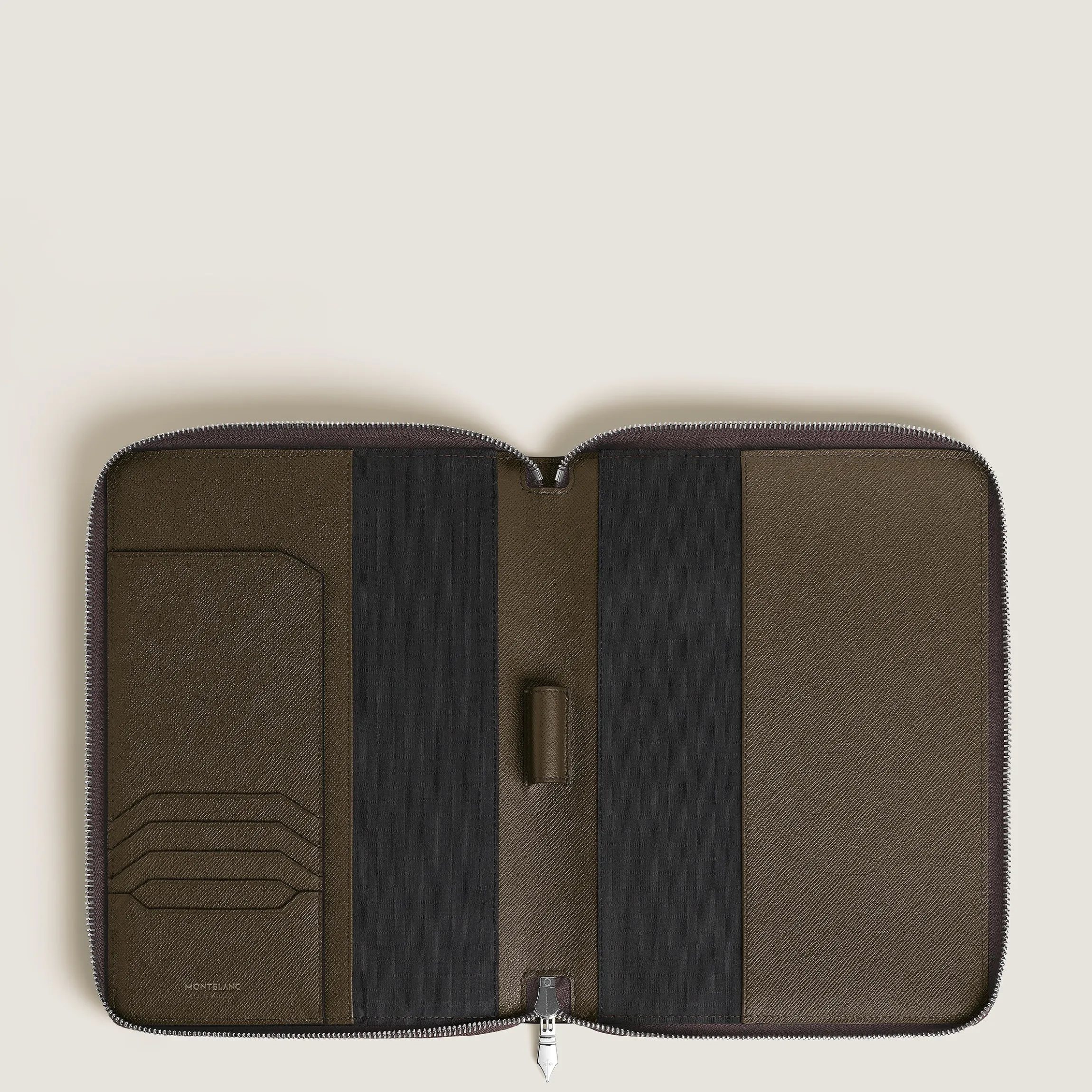 Small Notebook Holder with zip in Sartorial Leather