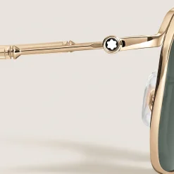 Squared Sunglasses with Gold-Colored Metal Frame